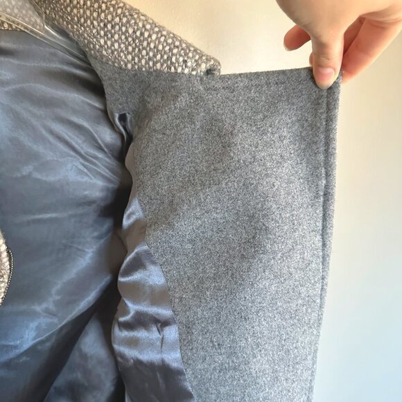 Talbots Cropped Tweed Julienne Metallic Wool Moto Jacket Grey Silver size 8 - Picture 5 of 11